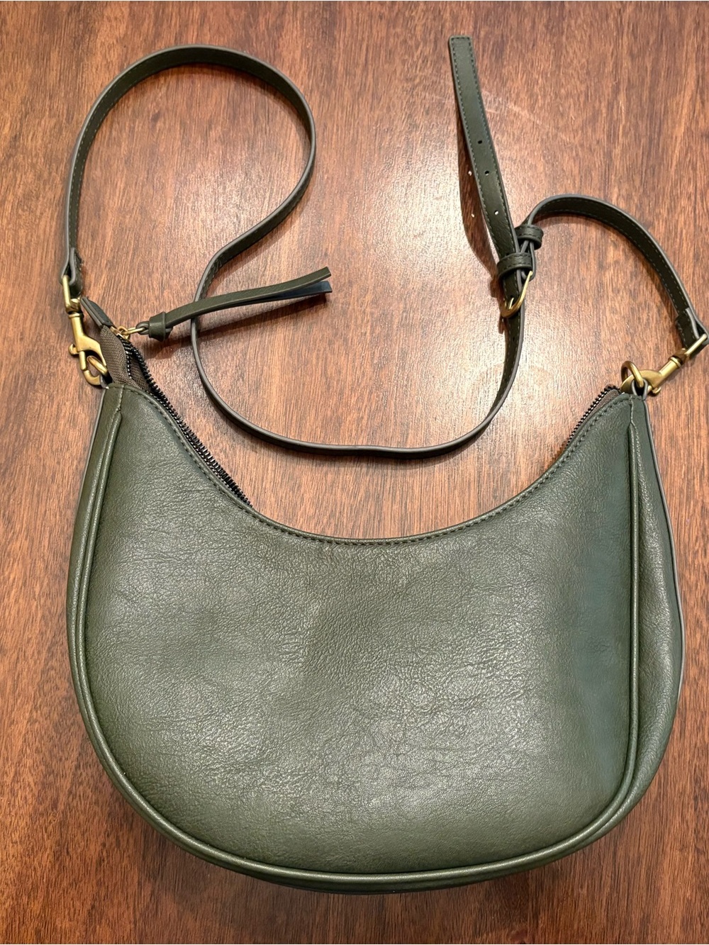 Classic Crescent Crossbody Bag in Olive Green